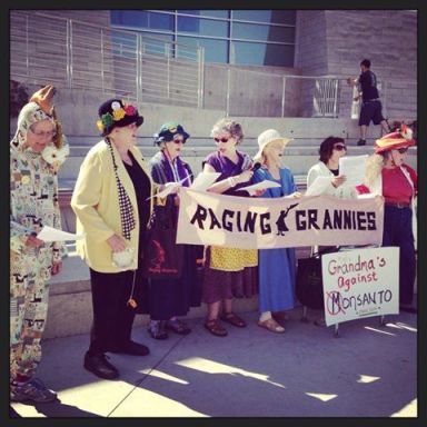 Raging Grannies in march against Monsanto in San Jose